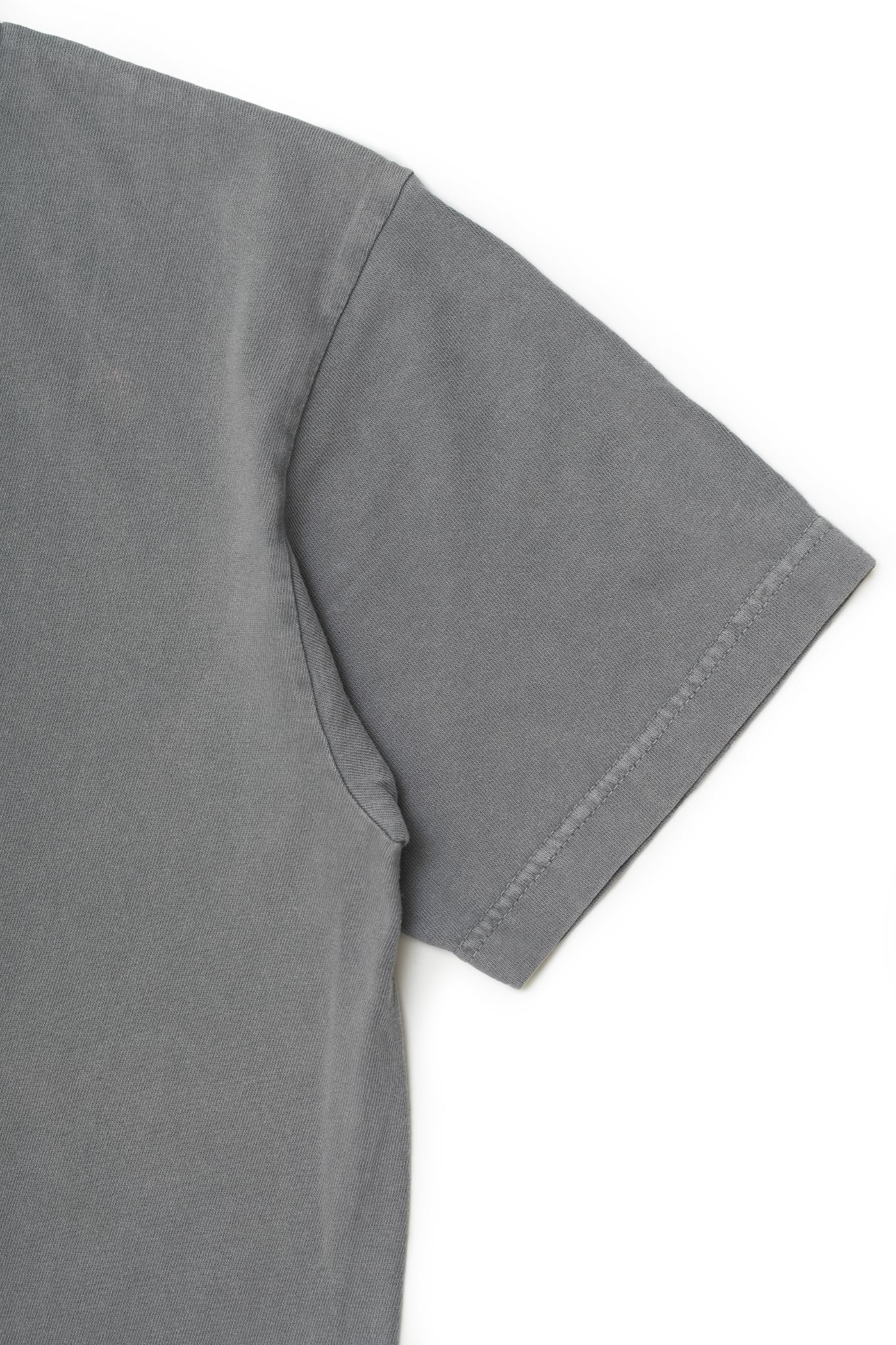 FREEDOM PLAINS LIBRARY PIGMENT DYED GARMENT WASHED GRAY 7.4oz Heavyweight Cotton Tee | 250GSM 14/S 100% COTTON &  Japanese Quality