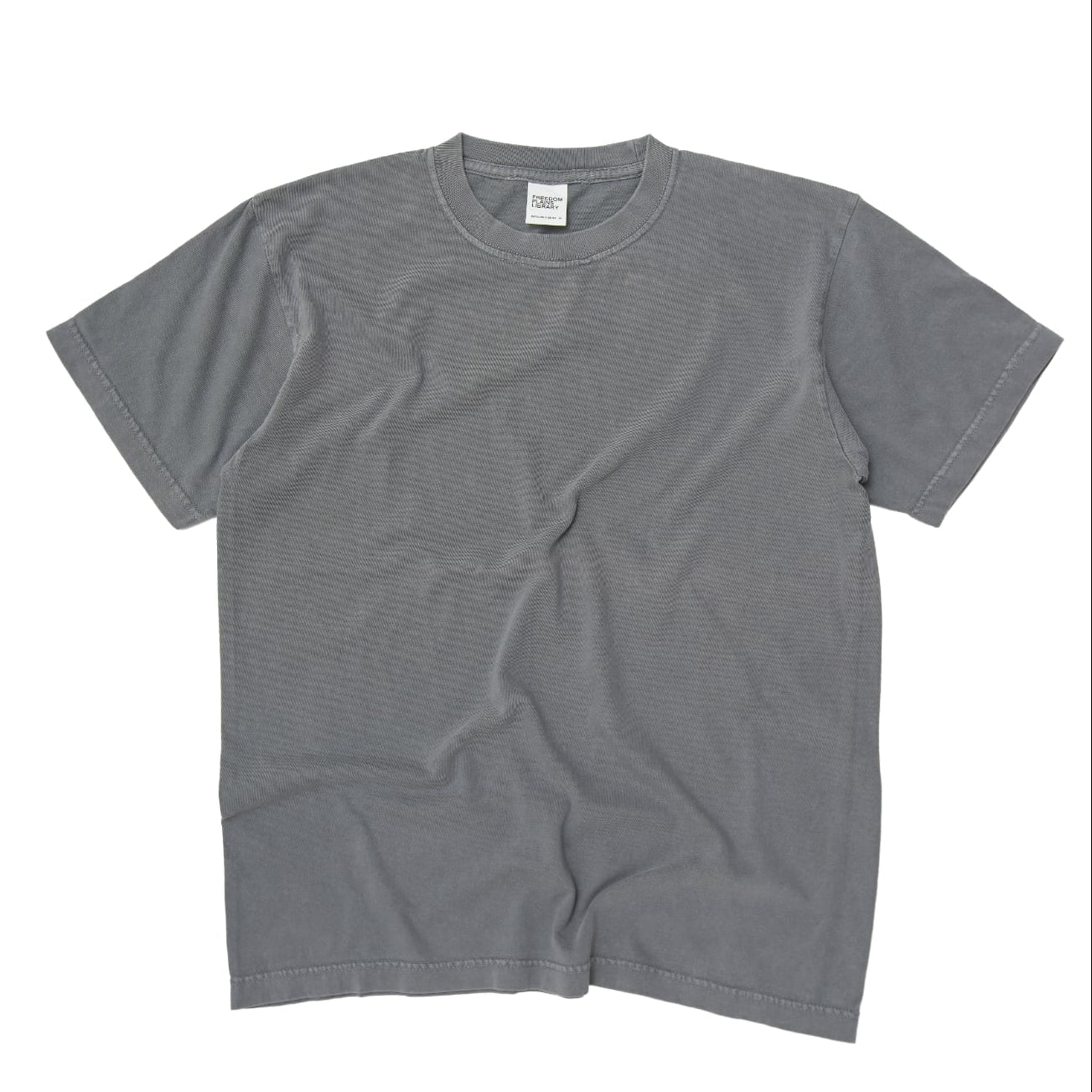 FREEDOM PLAINS LIBRARY PIGMENT DYED GARMENT WASHED GRAY 7.4oz Heavyweight Cotton Tee | 250GSM 14/S 100% COTTON &  Japanese Quality