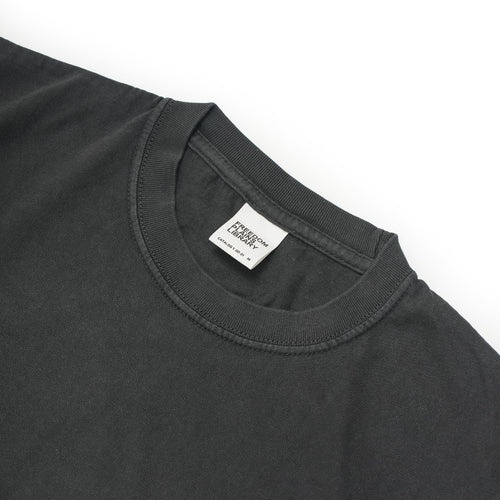 FREEDOM PLAINS LIBRARY PIGMENT DYED GARMENT WASHED BLACK 7.4oz Heavyweight Cotton Tee | 250GSM 14/S 100% COTTON &  Japanese Quality