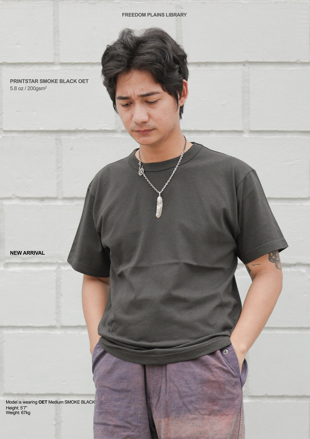 Printstar OET 5.8oz SMOKE Black Heavyweight Cotton Tee | 200GSM 16/S Premium Structured Fit & Durable Japanese Quality
