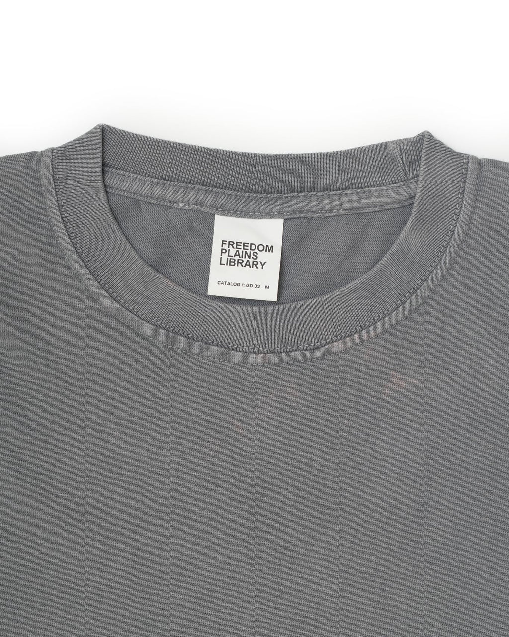 FREEDOM PLAINS LIBRARY PIGMENT DYED GARMENT WASHED GRAY 7.4oz Heavyweight Cotton Tee | 250GSM 14/S 100% COTTON &  Japanese Quality