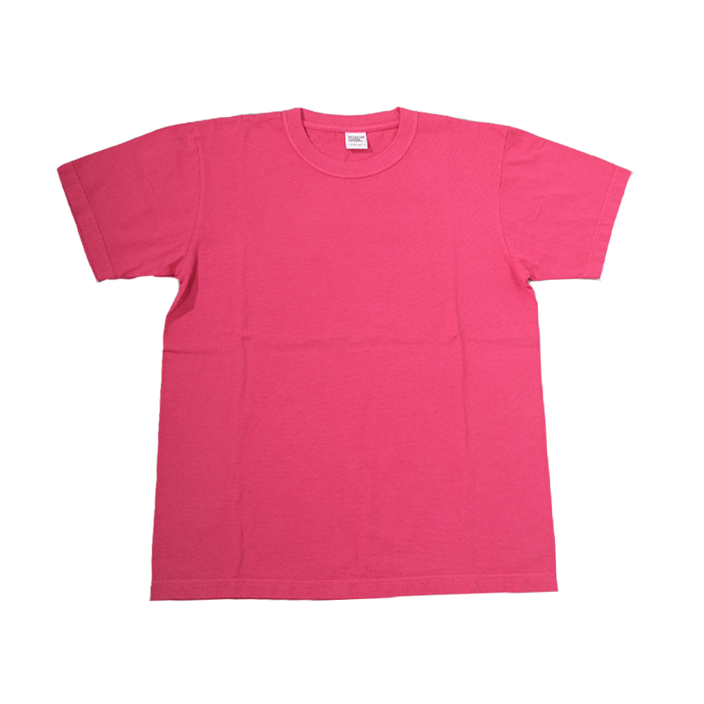 FREEDOM PLAINS LIBRARY PIGMENT DYED GARMENT WASHED FLAMINGO PINK 7.4oz Heavyweight Cotton Tee | 250GSM 14/S 100% COTTON &  Japanese Quality