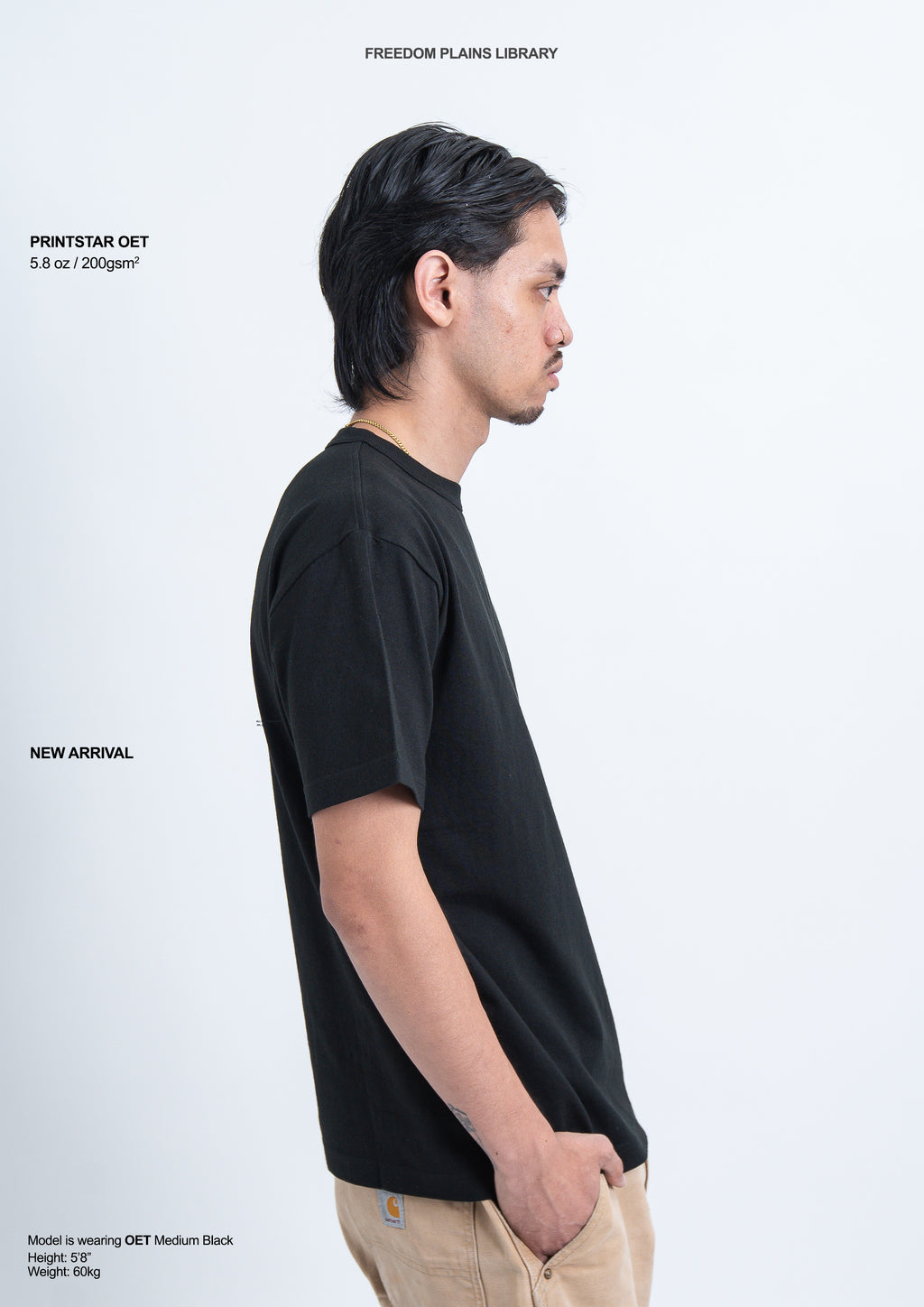 Printstar OET 5.8oz Black Heavyweight Cotton Tee | 200GSM 16/S Premium Structured Fit & Durable Japanese Quality